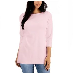 KAREN SCOTT Boat-Neck 3/4-Sleeve Top